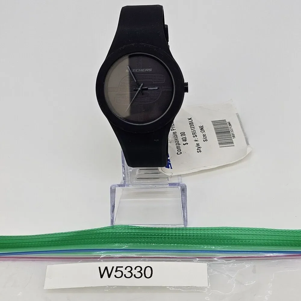 Skechers Unisex Watch‎ 42MM Black Dial Black Plastic Band Straps New Battery